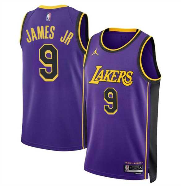 Men%27s Los Angeles Lakers #9 Bronny James Jr. Purple 2024 Draft Statement Edition Stitched Basketball Jersey Dzhi->los angeles lakers->NBA Jersey